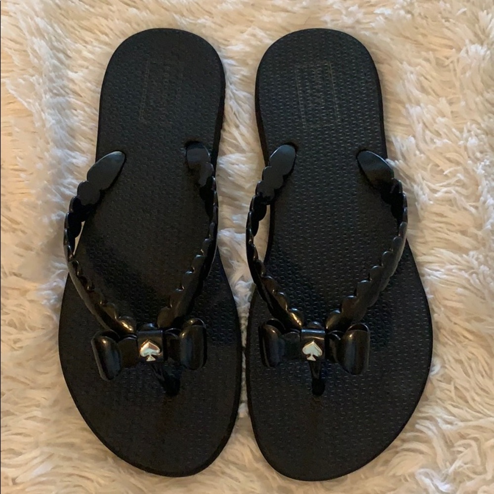 Kate Spade Black Bow Flip Flops